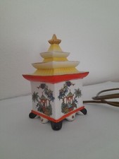 Alter Rauchverzehrer 50/60 Jahre Chinesisches Häuschen Teehaus Porzellan Lampe