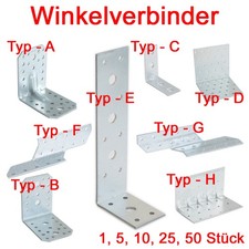 Lochwinkel verzinkt Stahl Winkelverbinder Bauwinkel Möbelwinkel mit / ohne Steg