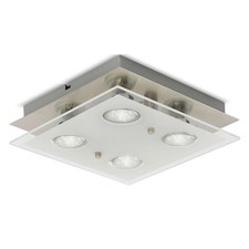 LED Deckenleuchte Nickel matt quadratisch 25cm 4 x 3W GU10 1000lm Lampe warmweiß