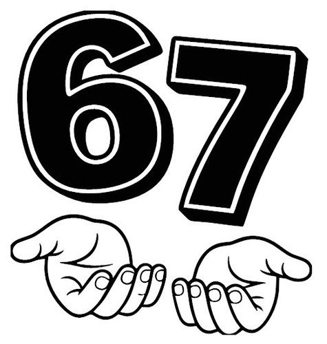 Aufkleber six seven - six,