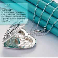 Silber XXL Herz Medallion Medaillon Aufklappbar für 2 Fotos mit Halskette Bilder