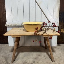 Große Emaille Schüssel mit Griffe Teigschüssel Wanne Farbe: beige / D34 H12,5 cm