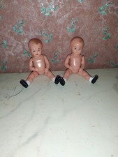 2 x Alte Tortulon-Puppe-Schildkröt-10-Zwillinge-Puppenstube-Puppenhaus-Kaufladen