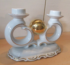 Spechtsbrunn Porzellan Kerzenhalter für 2 Kerzen , mittig goldene Kugel