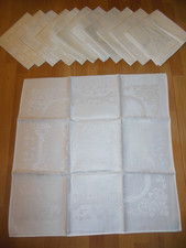 12X hochwertige Stoffservietten florales Muster, weiß, ca 50x50cm, neu!