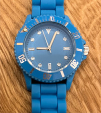 Armbanduhr mit Silikonarmband blau, ohne Batterie