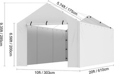 Carport Garagenzelt PE Zeltgarage Lagerzelt Schuppen 3x6m Weiß ohne Rahmen