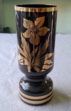 Vase schwarz gold vintage Glas