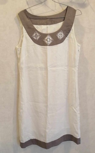 Weiß graues leinenkleid - weiß-graues,