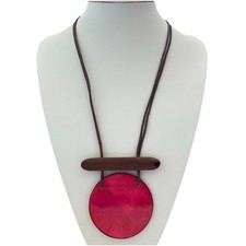 Damenkette  Statement Modeschmuck Halskette Lang CAPIZ Muschel Bänderkette