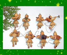 8 x BLANK SCHWEBEENGEL HOLZ ENGEL KURZROCK ANHÄNGER CHRISTBAUMSCHMUCK ERZGEBIRGE