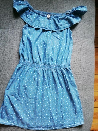 Mädchen kleid 146 152 blau - 146,