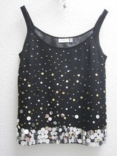 TOGETHER * Glitzer Träger Blusen Top * 40 * schwarz + Pailletten silber + gold