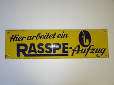 Emaille Schild, Reklameschild, Rasspe Aufzug, Heuaufzug, Traktor Schlepper