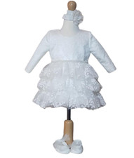 Taufkleid Gr.74 Kleid Taufe Mädchen Partykleid Geburtstagset 3tlg ivory 6-9 Mon