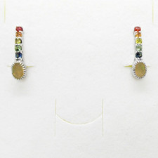 Oval Multicolor Opal Songea Saphir Ohrringe 925 Silber 585 Weißgold vergoldet