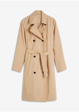Neu Eleganter, langer Mantel mit Bindegürtel Gr. 44 Latte Macchiato Damen-Coat