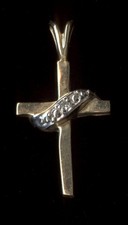 Neu 10K 22mm Massiv Gelbgold Rund Authentisch Natürlicher Diamant Kreuz Anhänger Eo