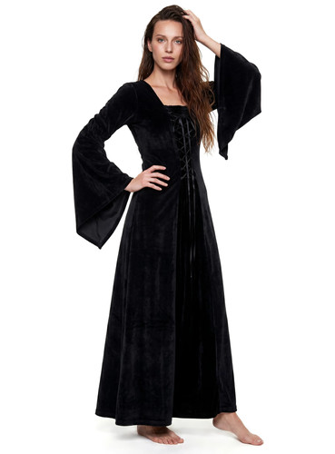 Burgherrin samtkleid schwarz - burgherrin,