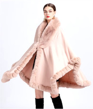 Damen Luxus V Revers Kunstfell