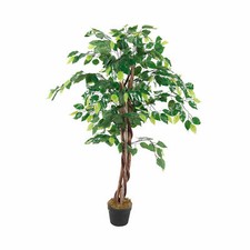 Kunstpflanze Ficus Dekobaum Holzstamm Zimmerpflanze Kunstbaum 462 Blätter 115cm