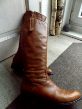 Damen Stiefel echt Leder Boots innen & außen Leder, Gr.39 cognac braun