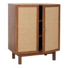 B-Ware Highboard MCW-M51, Kubu Rattan 98x79x42cm, Walnuss-Optik