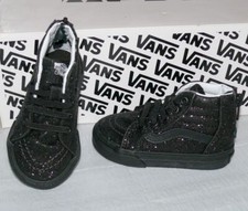 Vans SK8 HI ZIP K'S Canvas Glitzer Kinder Schuhe Sneaker Gr 21 Shimmer BLK Black