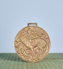 Seltenes Sammlerstück! Vintage Bronzeplakette handgefertigt Fuchs Tier Baum Wald