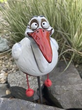 Keramik Storch Gartenkugel