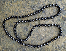 Art Deco Endloskette Glasperlen einzeln geknotet Perlseide Onyx schwarz 57gr