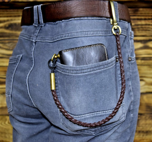 Wallet chain leder messing - wallet,