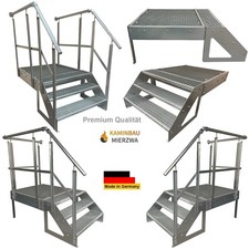 Stahltreppe Verzinkt 3 Stufen Höhe 57cm inkl Podest 100x100cm Aussen Podestreppe