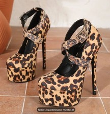 Leopard Stiletto High Heels mit Buckle - Gr. 42 (NEU/Ungetragen)