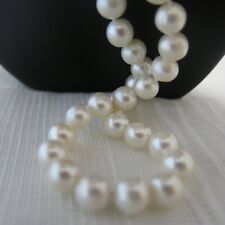 Echte Perlen Kette weiß rund 8mm / 50cm, 925er Silber, Super Lüster, Unisex