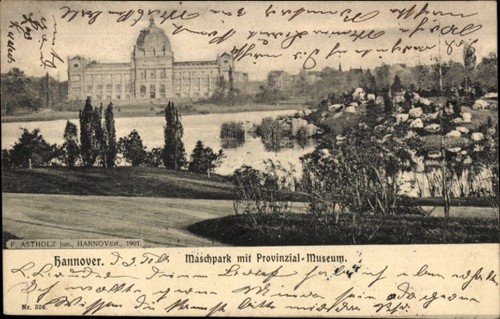 Hannover maschpark mit - ak, hannover,
