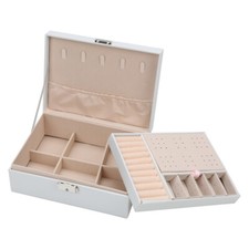 Schmuckkasten 2 Schichten Schmuckkoffer Leder-Optik Schmuckkästchen schwarz/Weiß