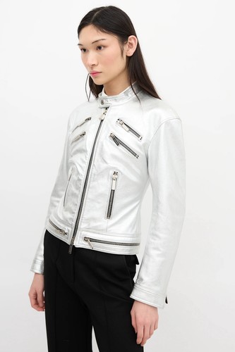 Dsquared2 lederjacke metallic - dsquared2,