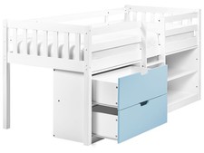 Kinder Holzbett weiß / blau