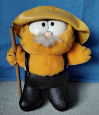 Opa Garfield Plüschtier Vintage 80er Kunstleder Hose Hut Stock Fischer Figur Cat