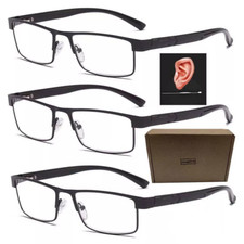 3X Herren Metall Lesebrille Rechteckig Leser Brille 1,0 1,5 2,0 2,5 3,0 Neu