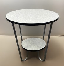 Beistelltisch Stahlrohr Schlaufenfuß Stil Marcel Breuer Art Deco Bauhaus Rund