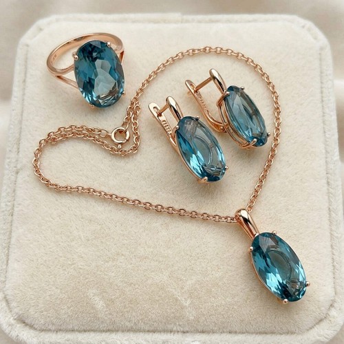 Schmuckset blau oval - schmuckset, zirkon