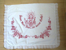 Antike Altardecke ~ mit Stickerei + Spitze ~ Handarbeit ~ 100 x 80 cm