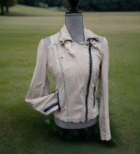 BLUE MONKEY Damen Biker-Look Echtlederjacke Gr.S Hellblau Nur 1-2 Mal Getragen 