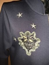 Someday, Suza 2x Long Blazer, Mantel Jersey Senfgelb, Marine Applikation Gr. 38