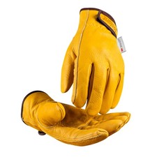 Abriebfeste Lederhandschuhe mit warmem Thinsulate für kalte Arbeit, Gelb, L