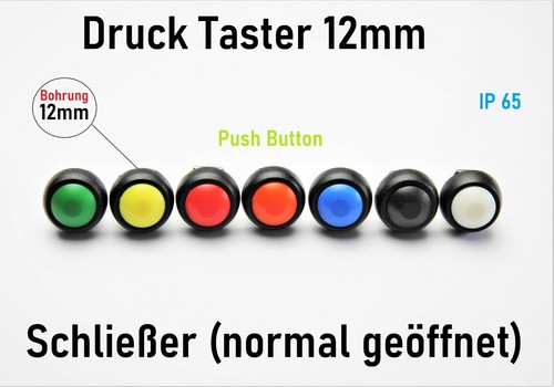 Druck taster 12mm - druck, schließer