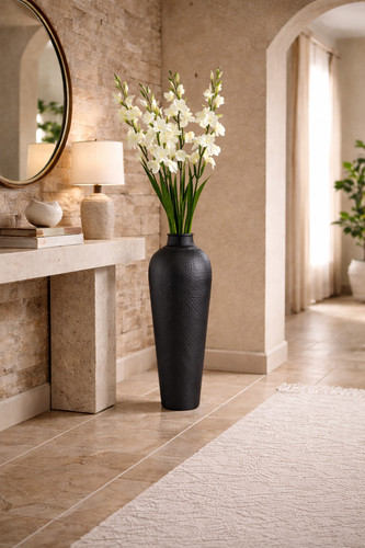 Große mattschwarze vase - mattschwarze, aus
