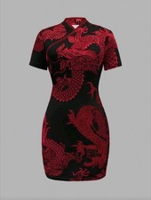 Damen Sommerkleid Schwarz /Rot